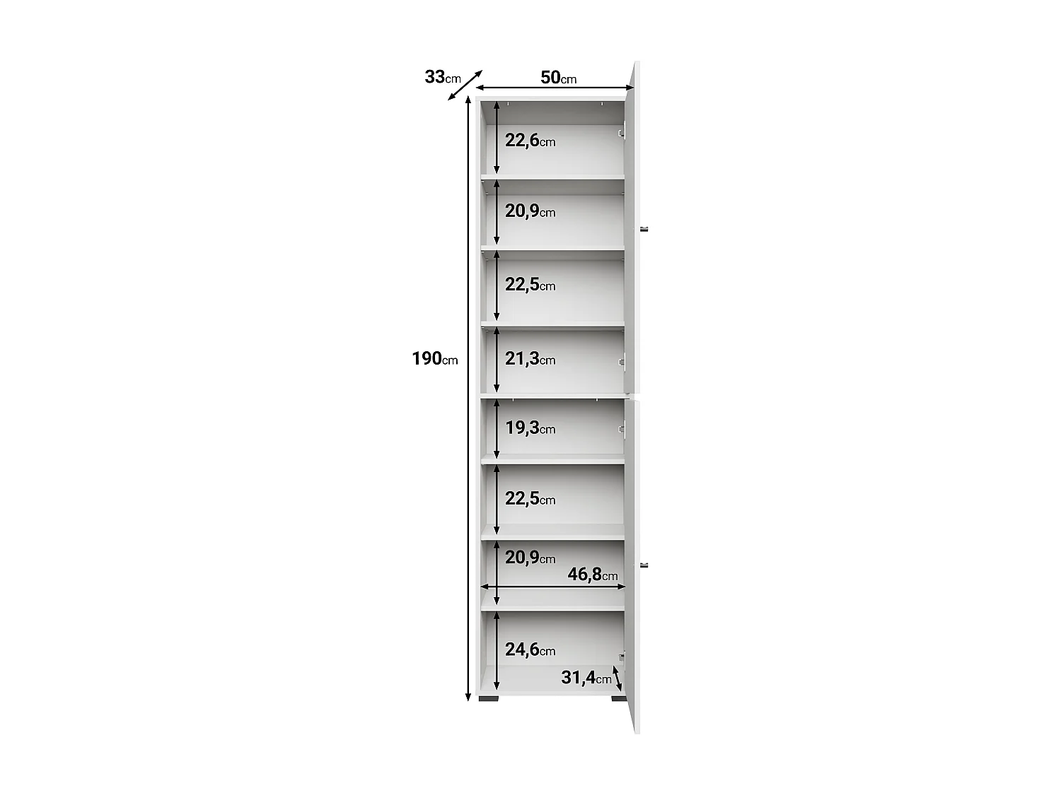 Meuble à chaussures haut et spacieux avec portes basculantes blanc