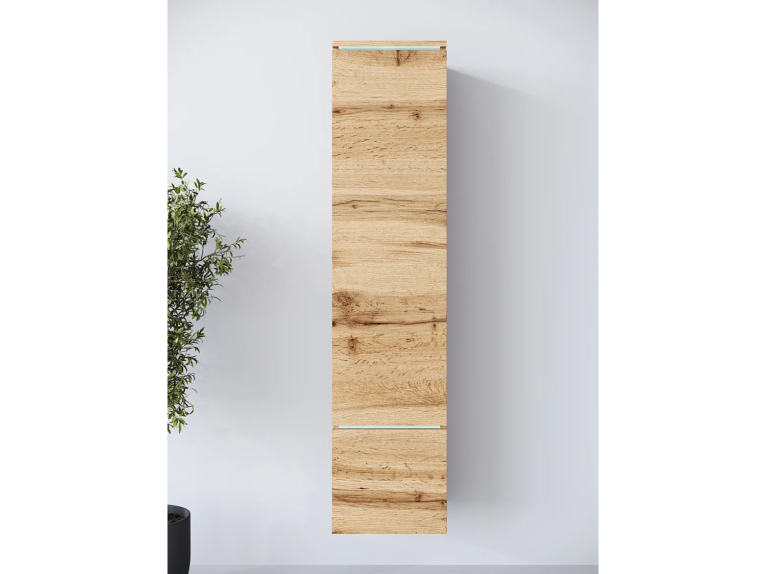 Vitrine haute moderne avec éclairage LED chêne wotan