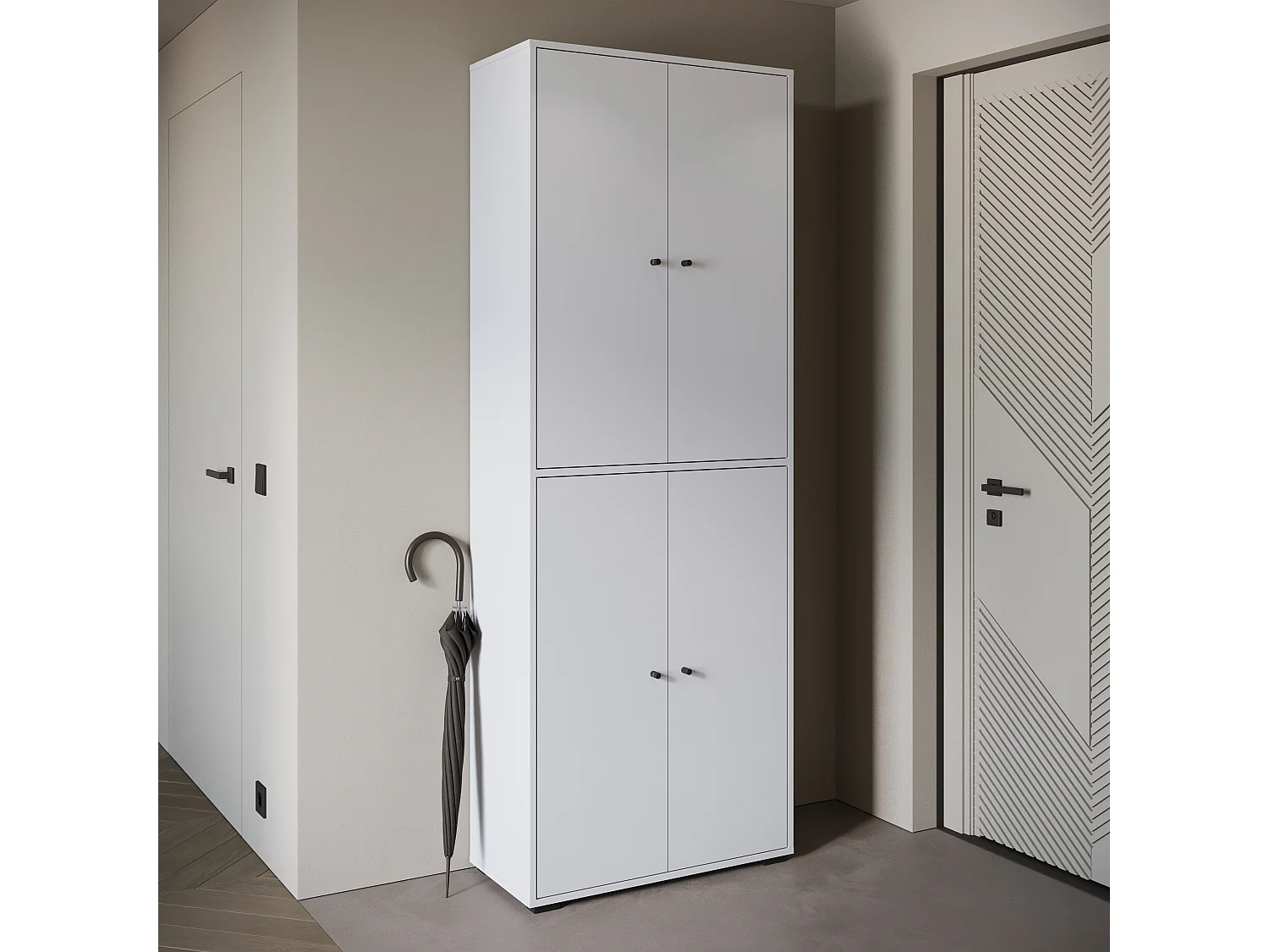 Meuble à chaussures haut et spacieux avec portes basculantes blanc