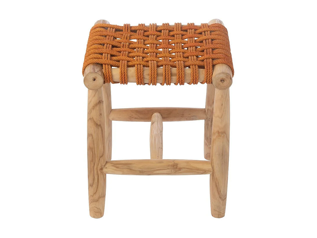 Tabouret en Teck "Erin" 45cm Orange