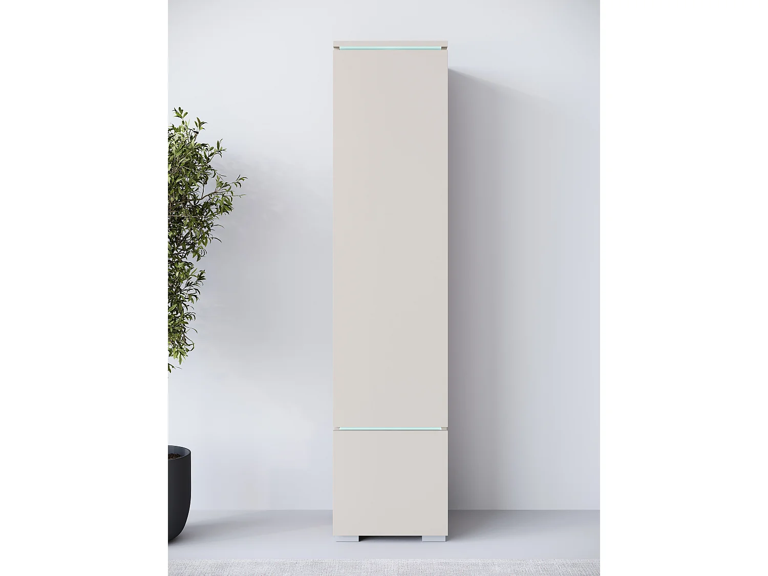 Vitrine haute moderne avec éclairage LED beige cachemire