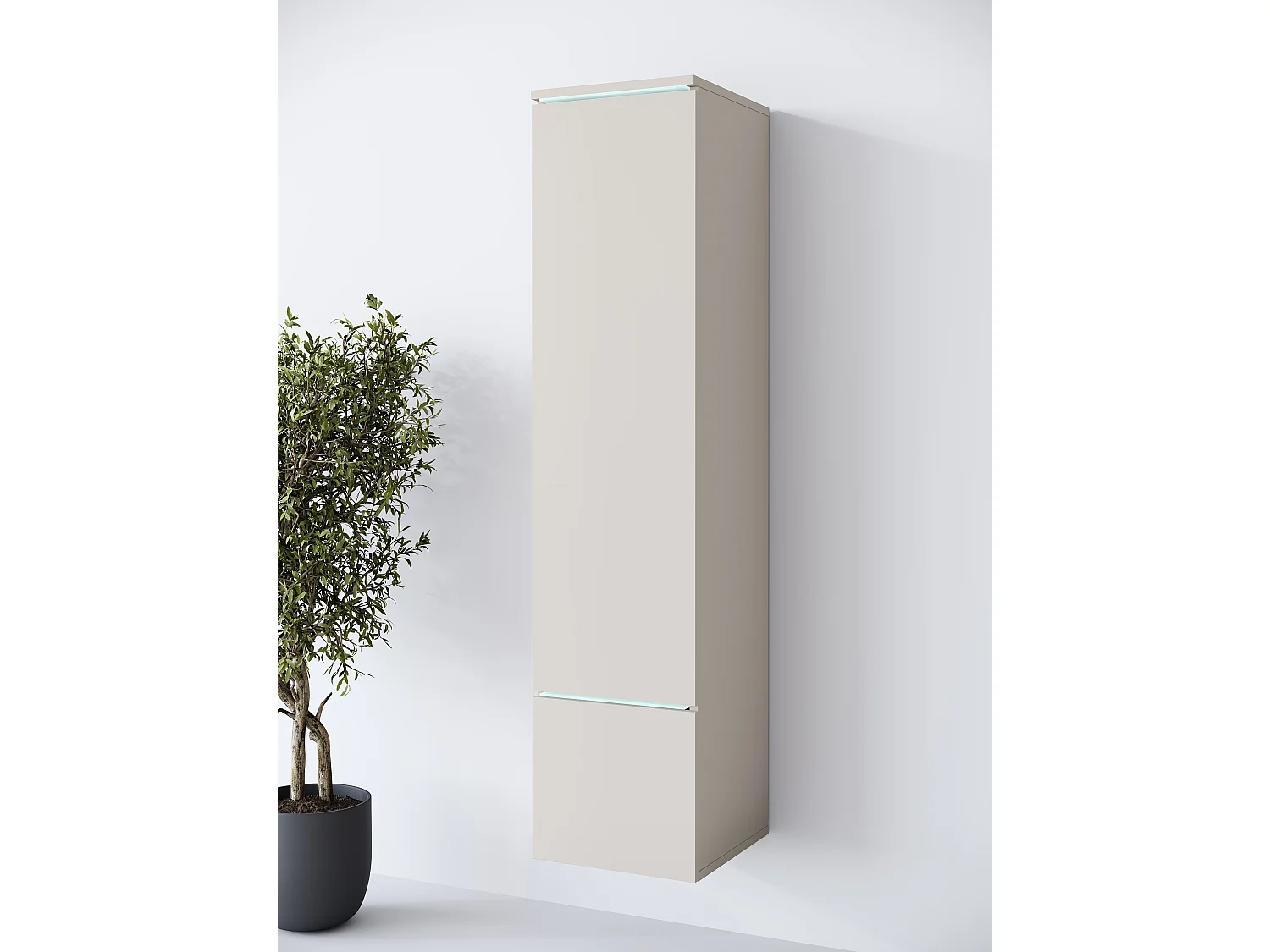 Vitrine haute moderne avec éclairage LED beige cachemire