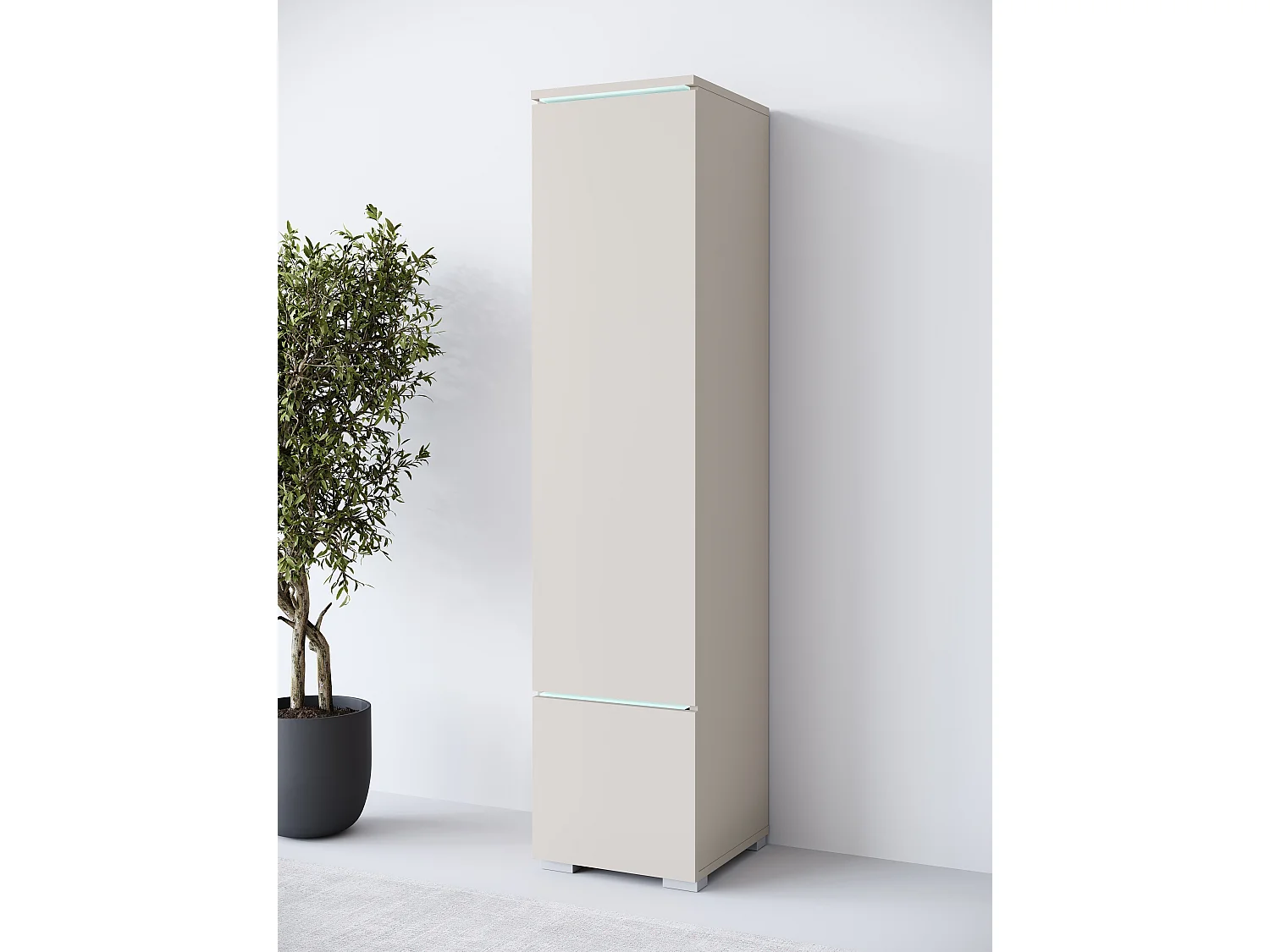 Vitrine haute moderne avec éclairage LED beige cachemire