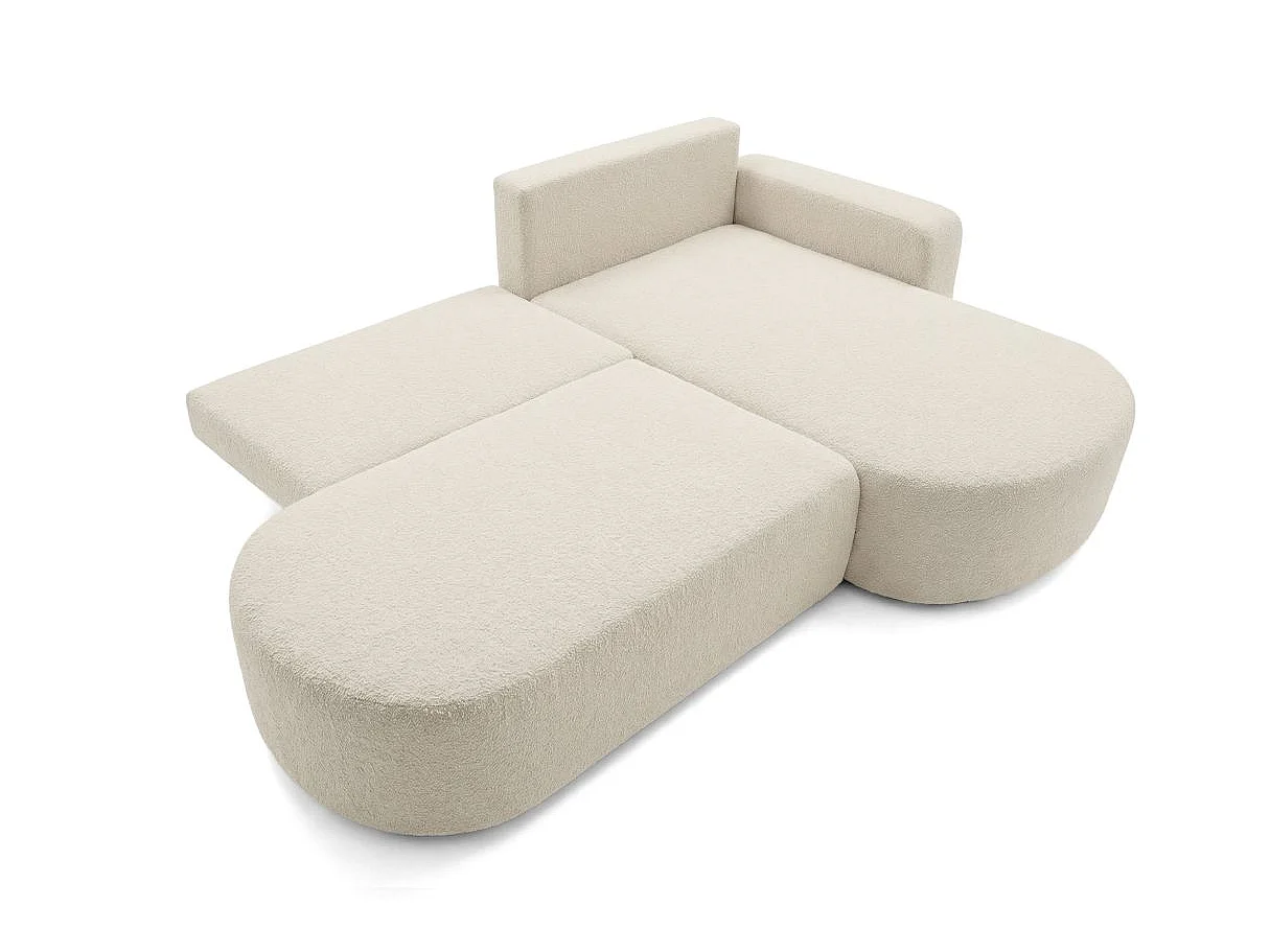 Canapé d'angle convertible 5 places réversible en tissu bouclette beige KIARA