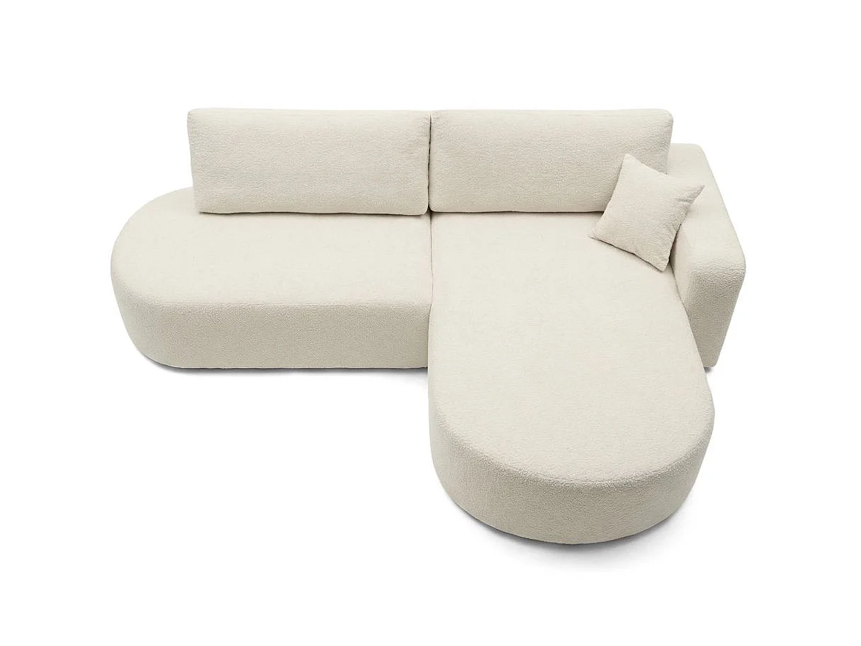 Canapé d'angle convertible 5 places réversible en tissu bouclette beige KIARA