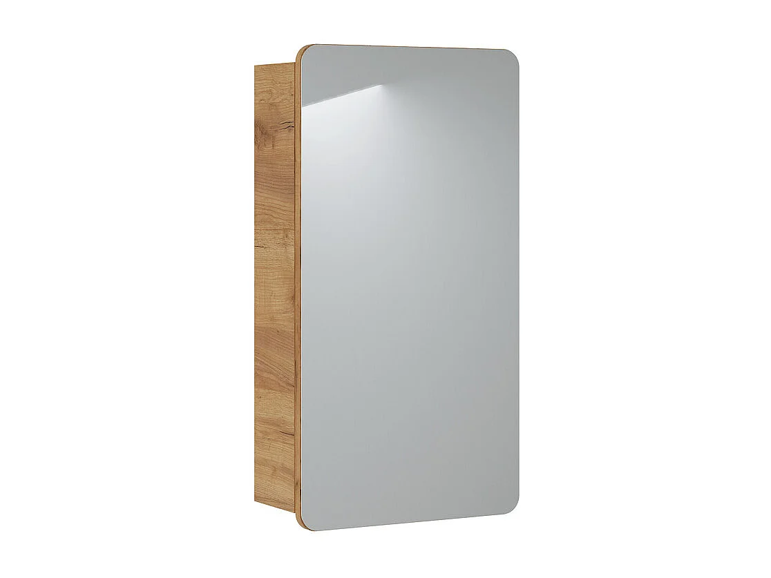 Bathroom Mirror Cabinet Mirrored Unit 400mm Wall Hung Narrow Slim Storage Oak Effect Aruba
