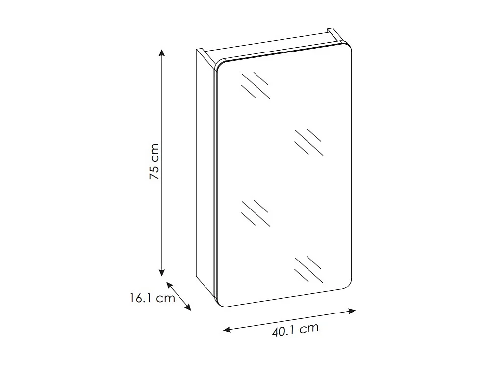 Bathroom Mirror Cabinet Mirrored Unit 400mm Wall Hung Narrow Slim Storage Oak Effect Aruba