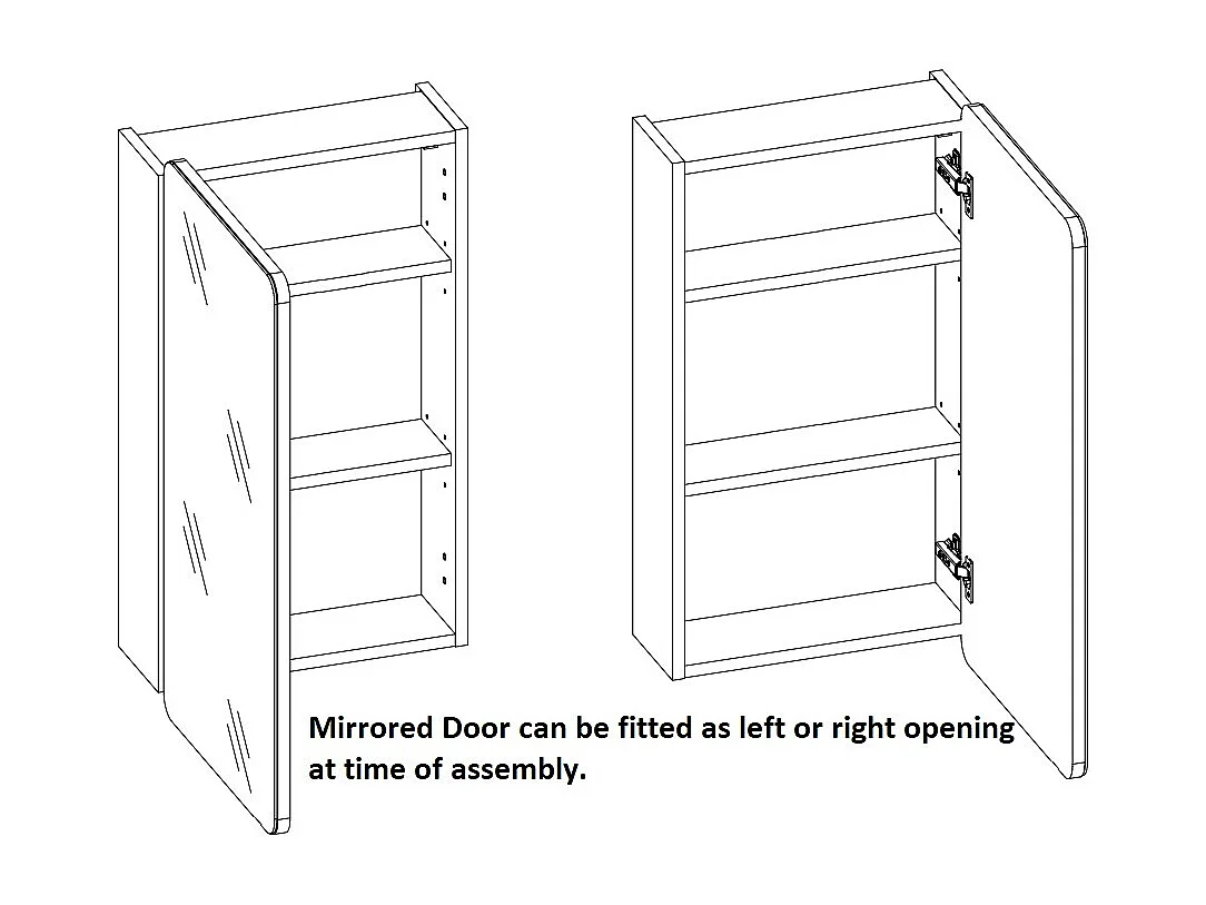 Bathroom Mirror Cabinet Mirrored Unit 400mm Wall Hung Narrow Slim Storage Oak Effect Aruba