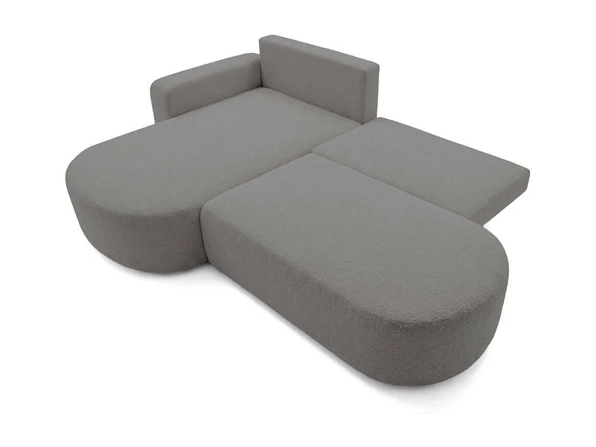 Canapé d'angle convertible 5 places réversible en tissu bouclette gris anthracite KIARA