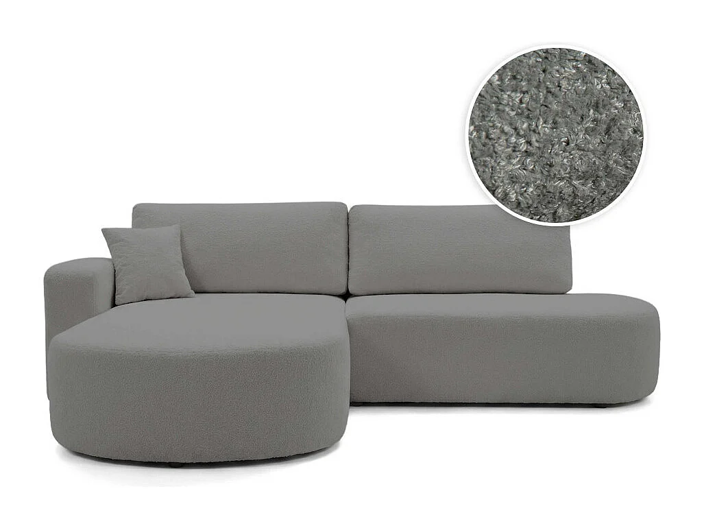 Canapé d'angle convertible 5 places réversible en tissu bouclette gris anthracite KIARA