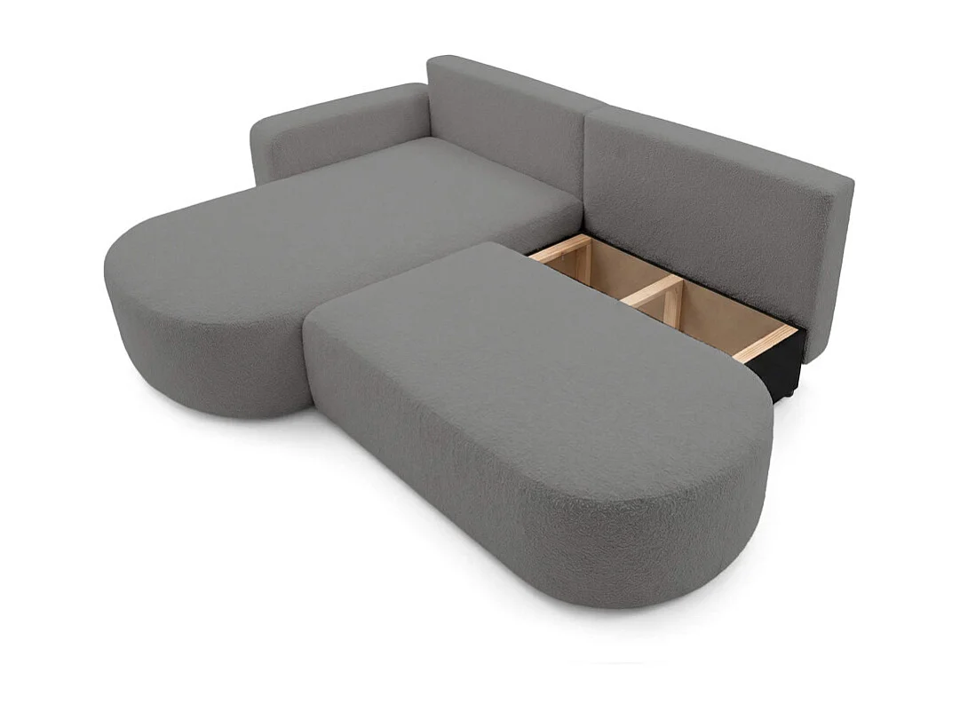 Canapé d'angle convertible 5 places réversible en tissu bouclette gris anthracite KIARA