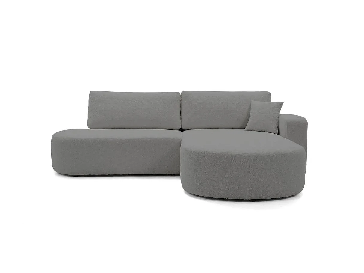 Canapé d'angle convertible 5 places réversible en tissu bouclette gris anthracite KIARA
