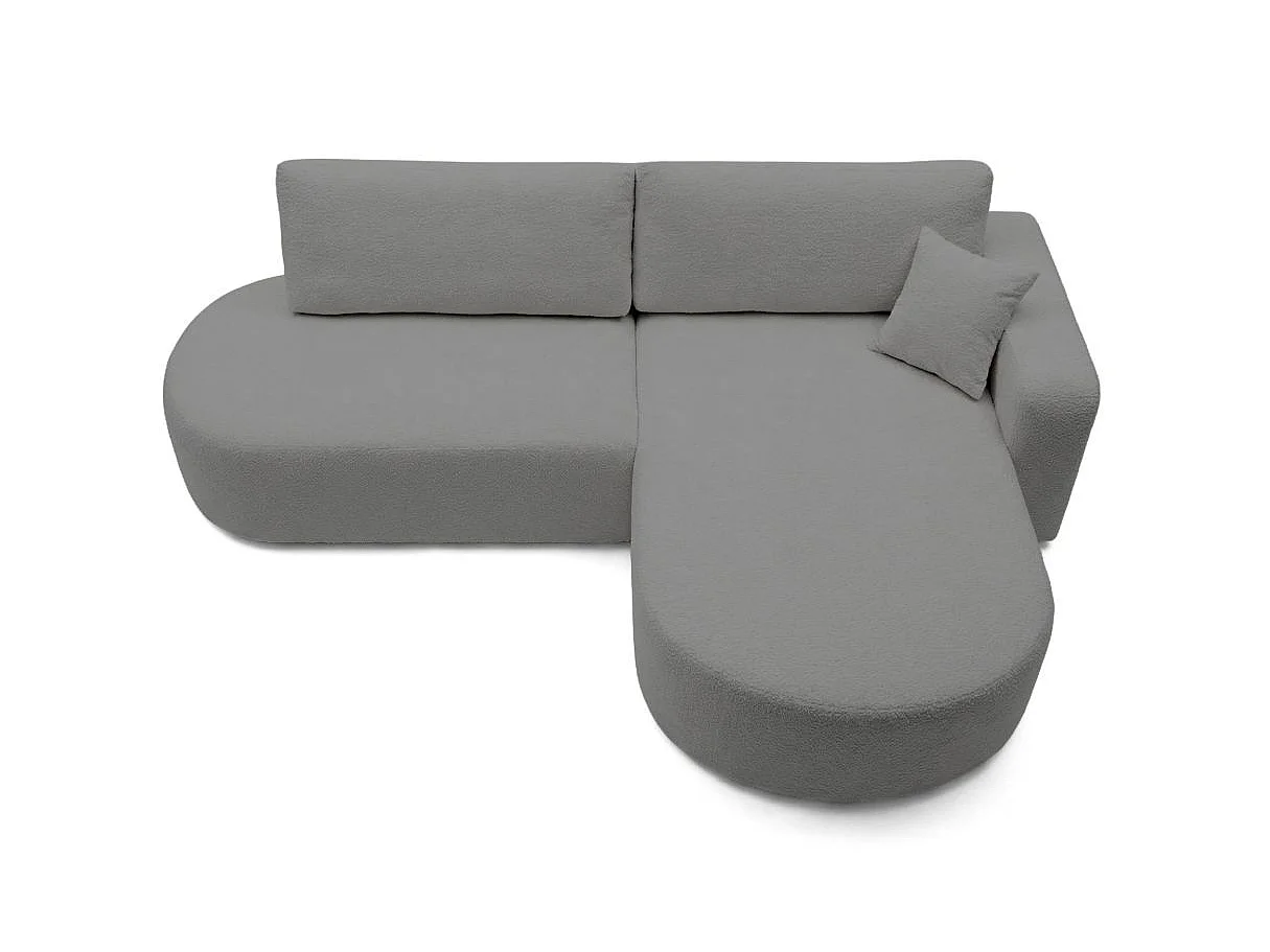 Canapé d'angle convertible 5 places réversible en tissu bouclette gris anthracite KIARA
