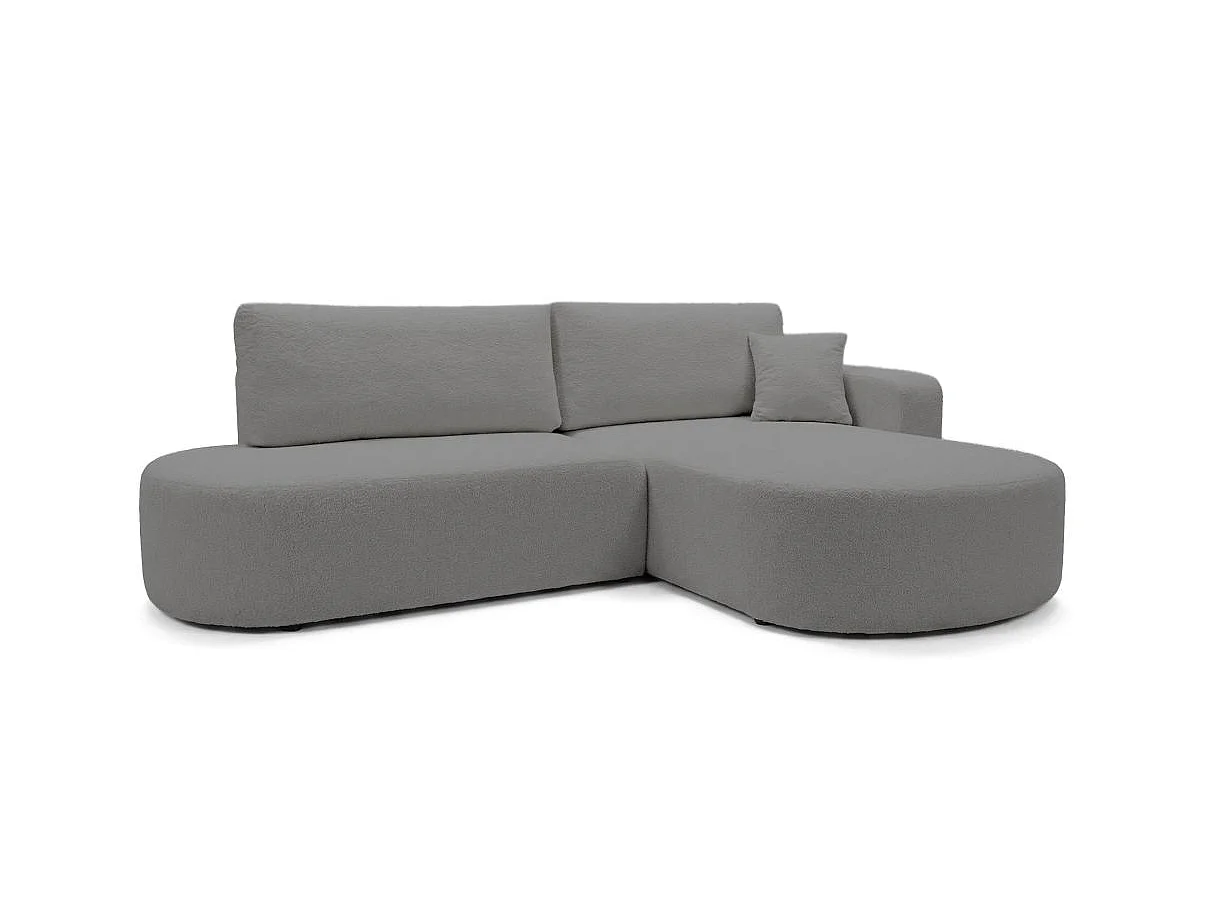 Canapé d'angle convertible 5 places réversible en tissu bouclette gris anthracite KIARA