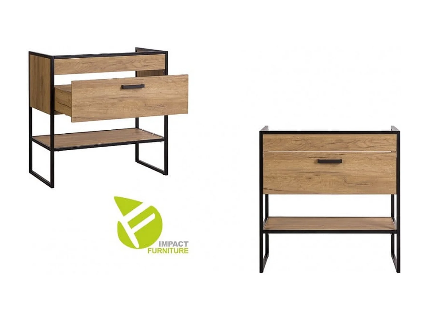 Freestanding Bathroom Vanity Unit with Basin 800mm Oak Cabinet with Loft Industrial Black Steel Frame Brook