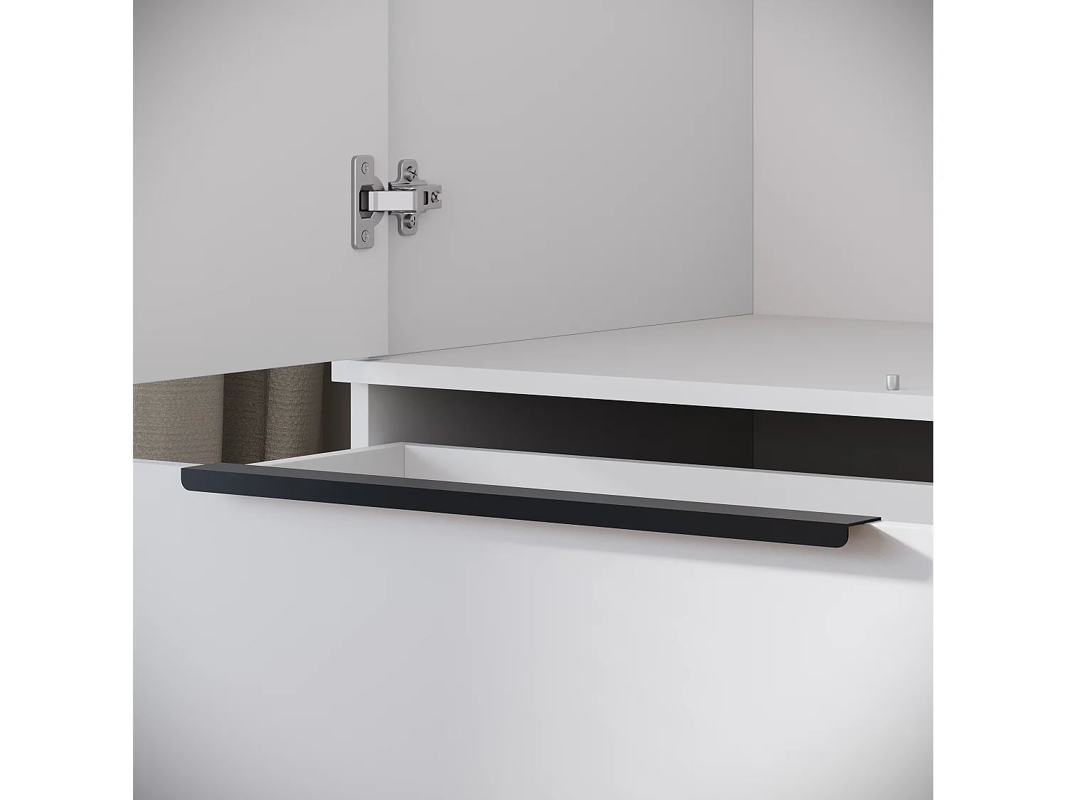 Ruime functionele 3-deurs kast met planken, hangrail en lade