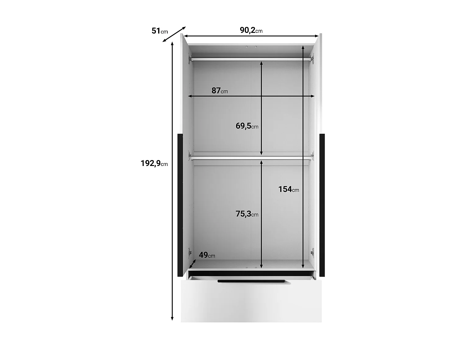 Armoire moderne fonctionnelle et spacieuse pour chambre, dressing et entrée