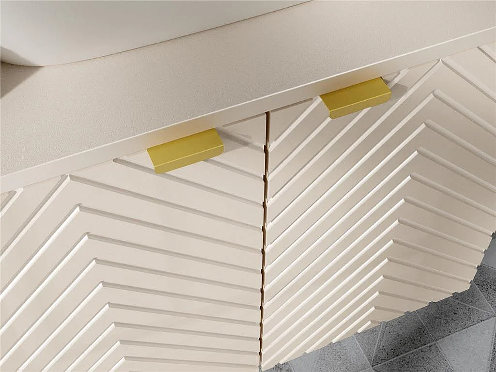 Vanity Sink Unit with Basin 600mm Bathroom Wall Hung Cabinet Fluted Beige Cashmere Modern Cara
