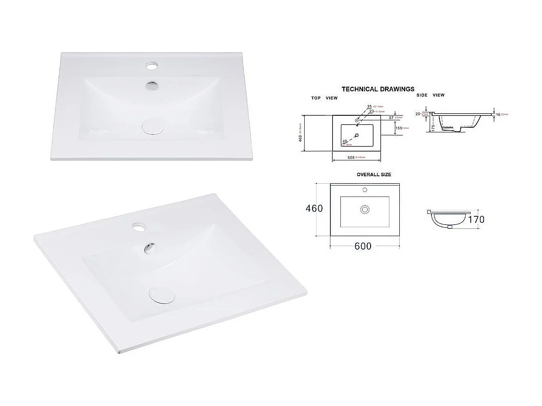 Vanity Sink Unit with Basin 600mm Bathroom Wall Hung Cabinet Fluted Beige Cashmere Modern Cara