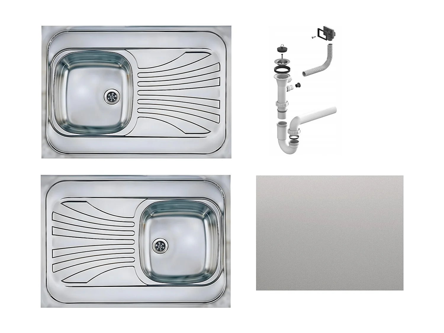 Kitchen Sink Single Bowl Sit On with Drainer Stainless Steel 800 x 600 mm Prima