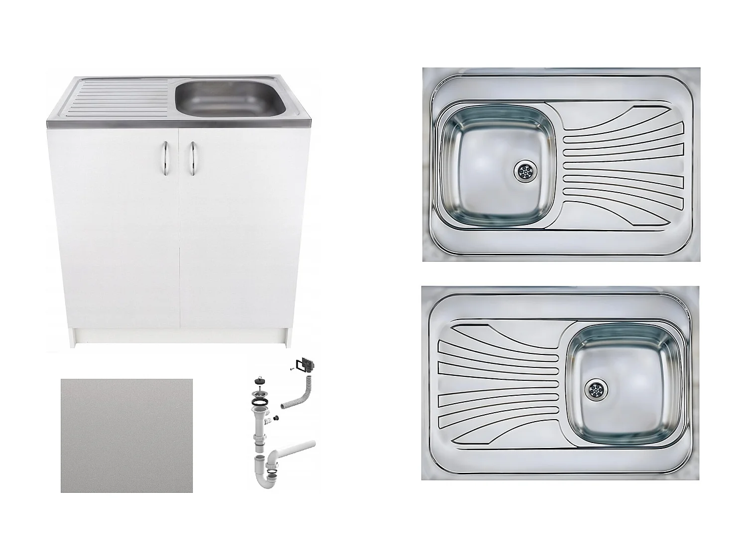 Kitchen Sink Single Bowl Sit On with Drainer Stainless Steel 800 x 600 mm Prima