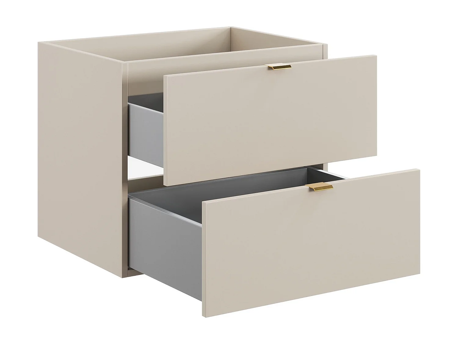 Bathroom Vanity Unit 600mm Beige Wall Cabinet Floating 2 Drawer Cashmere Storage Dalia