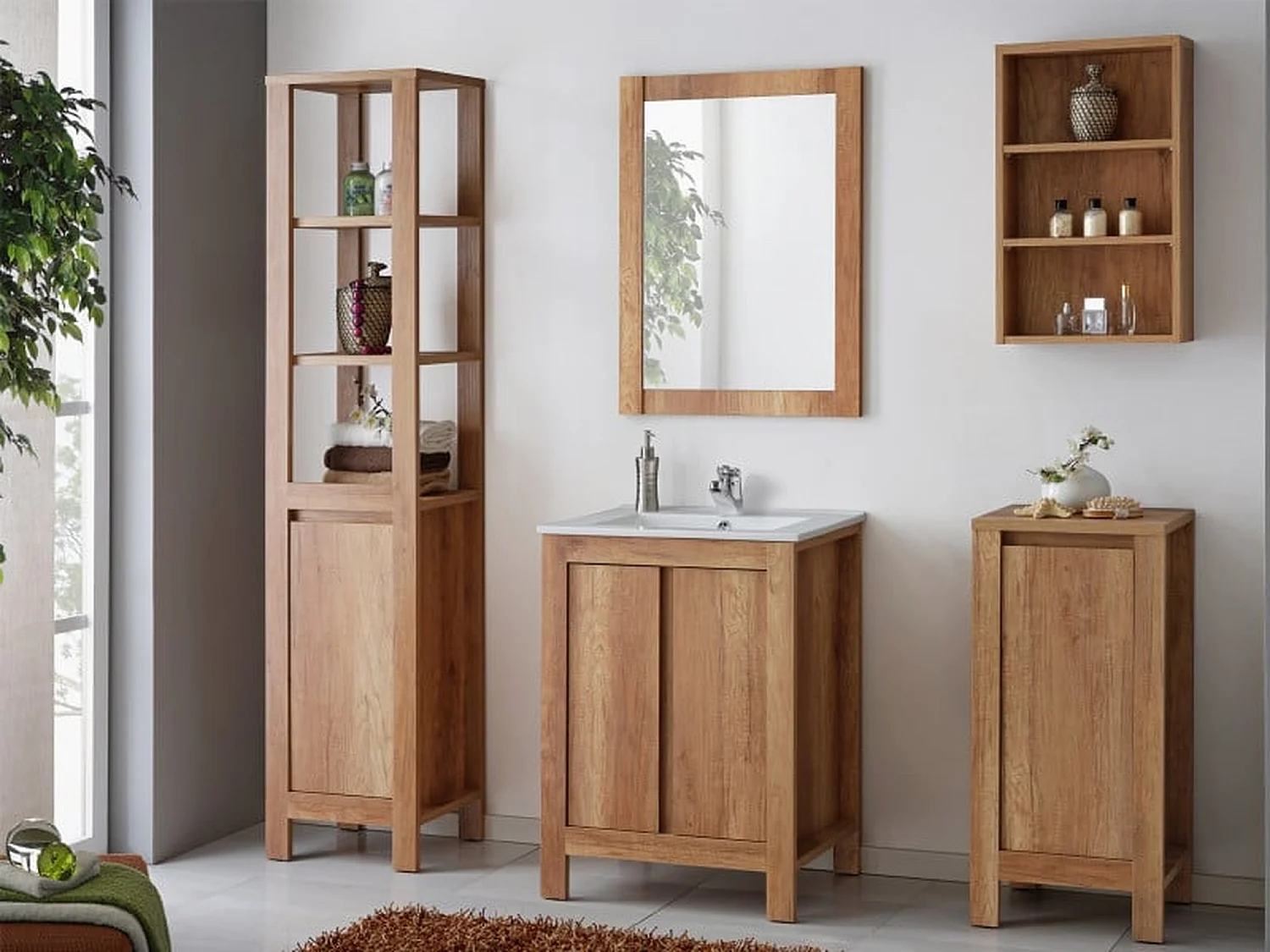 Freestanding Bathroom Vanity Unit 600mm Cabinet Under Sink Floor Unit 60cm Classic Oak