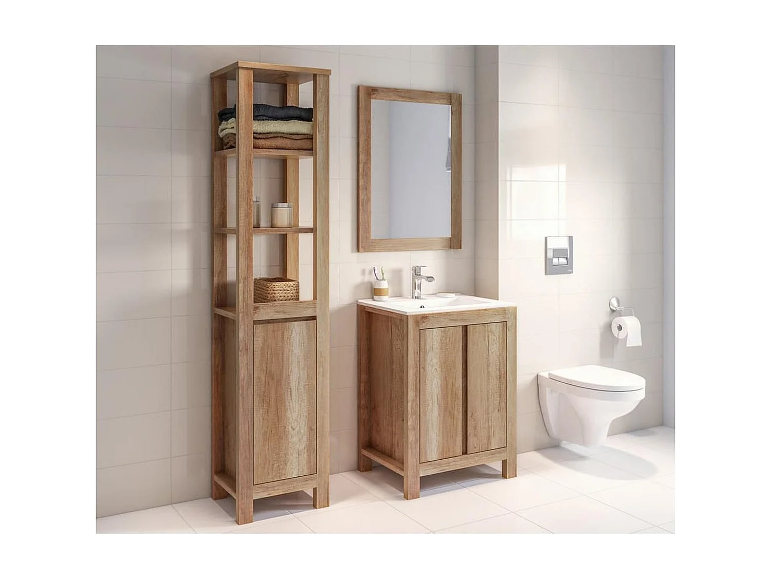 Freestanding Bathroom Vanity Unit 600mm Cabinet Under Sink Floor Unit 60cm Classic Oak
