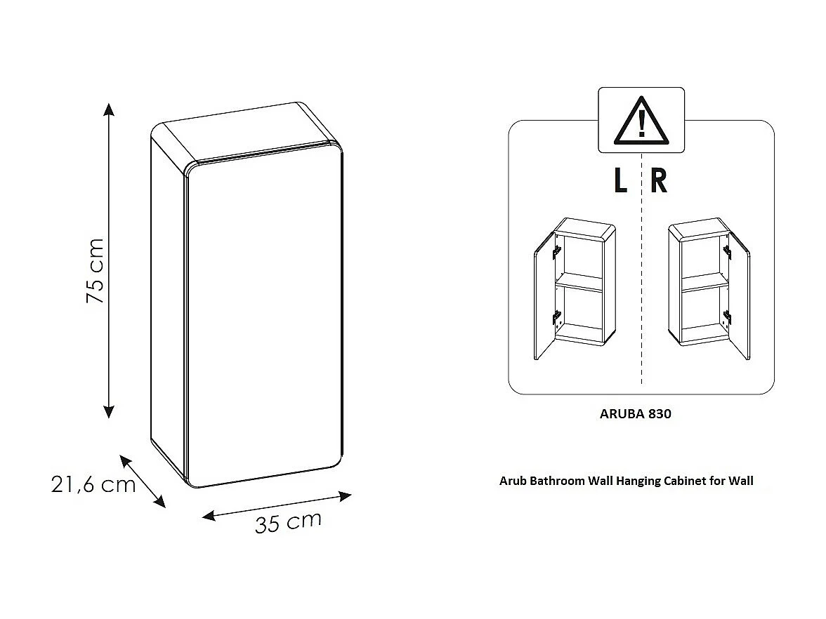Small Bathroom Wall Cabinet Slim Storage Unit Compact Cupboard White Gloss and Oak Scandi Modern Aruba