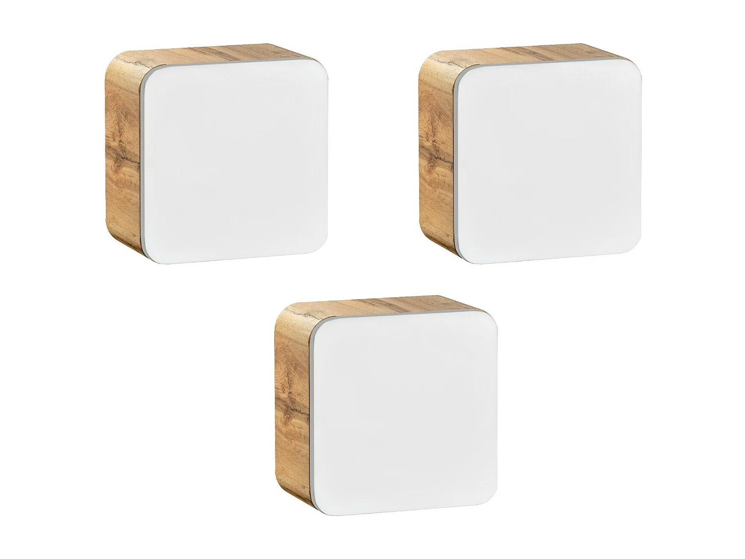 Small Bathroom Cabinet Wall Mounted Cube Unit Set of 3 Floating Shelf Boxes White Gloss Oak Designer Aruba