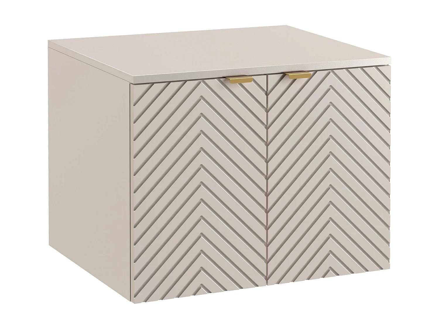 Wall Hung Vanity Unit 600mm Countertop Bathroom Cabinet Fluted Beige Cashmere Cara