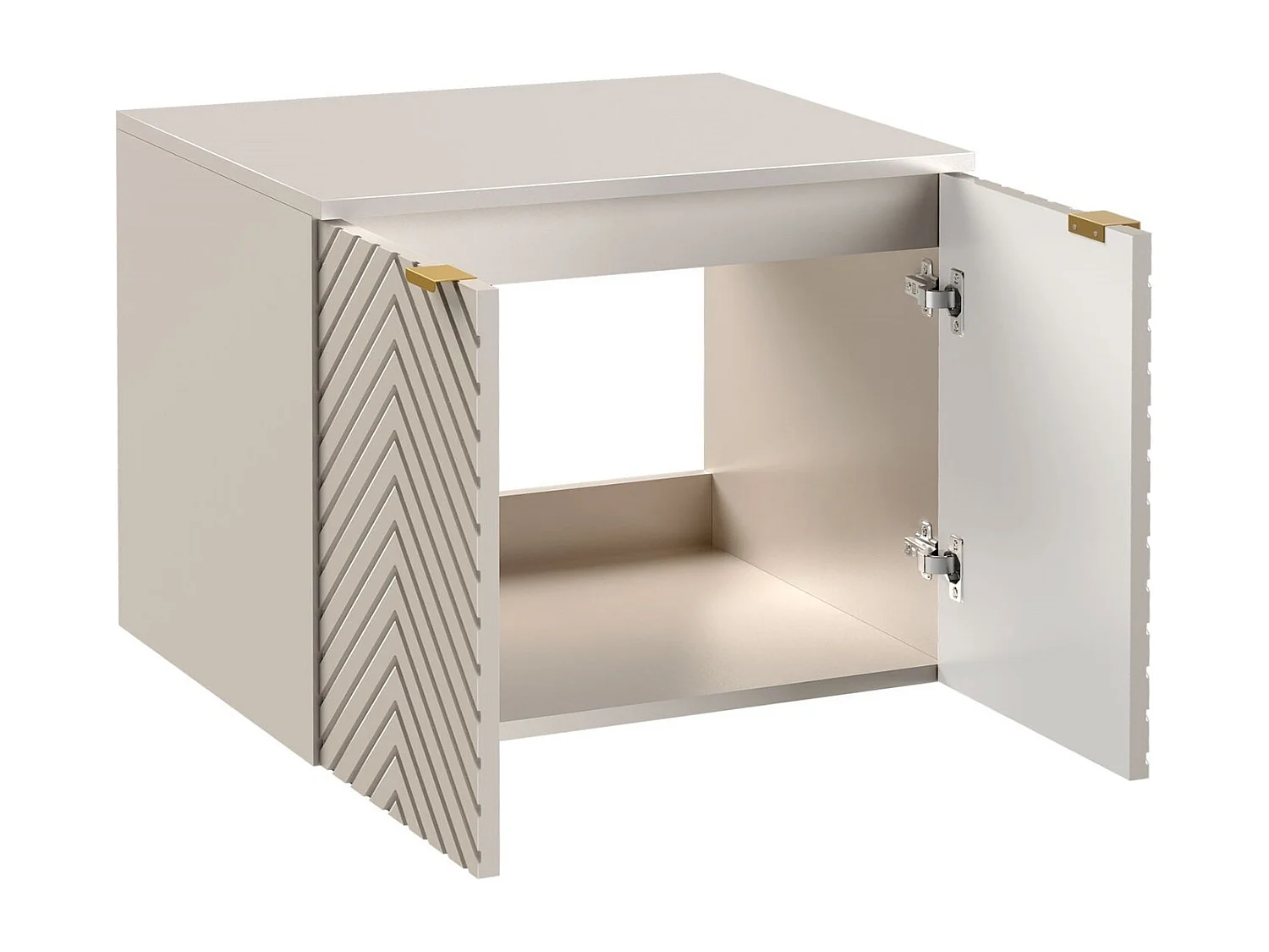 Wall Hung Vanity Unit 600mm Countertop Bathroom Cabinet Fluted Beige Cashmere Cara