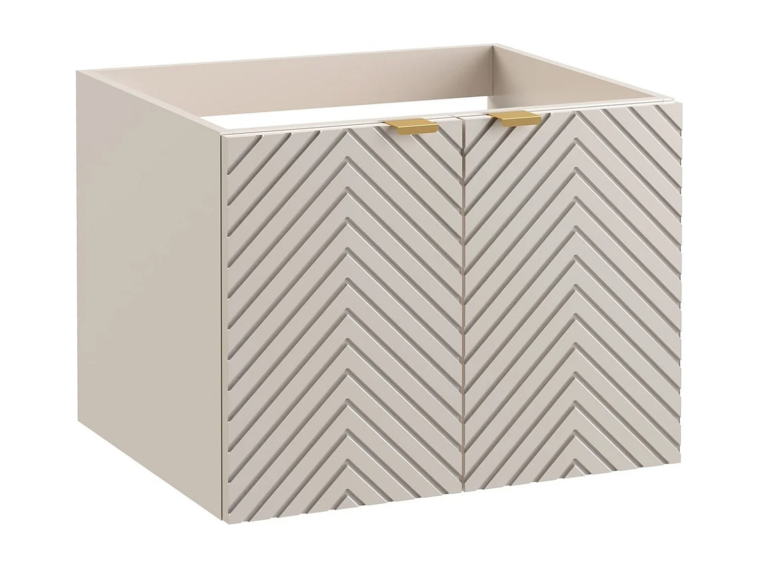 Wall Hung Vanity Unit 600mm Countertop Bathroom Cabinet Fluted Beige Cashmere Cara