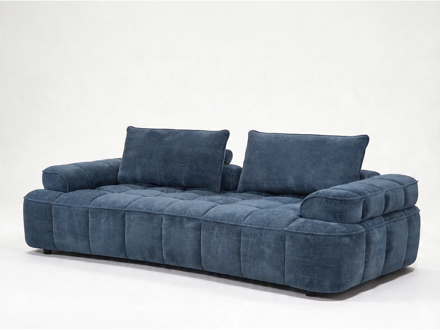 Modernes 3-Sitzer Blaues Stoffsofa mit Breiten Armlehnen - MIMO