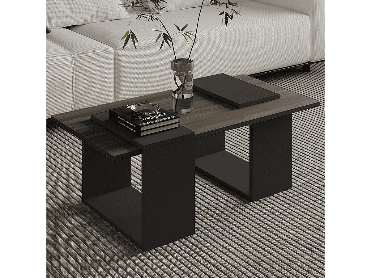 Tavolino decorativo noce e grigio antracite L90 cm - ELSY