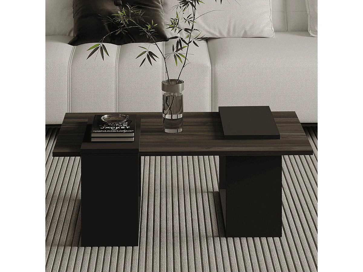 Tavolino decorativo noce e grigio antracite L90 cm - ELSY
