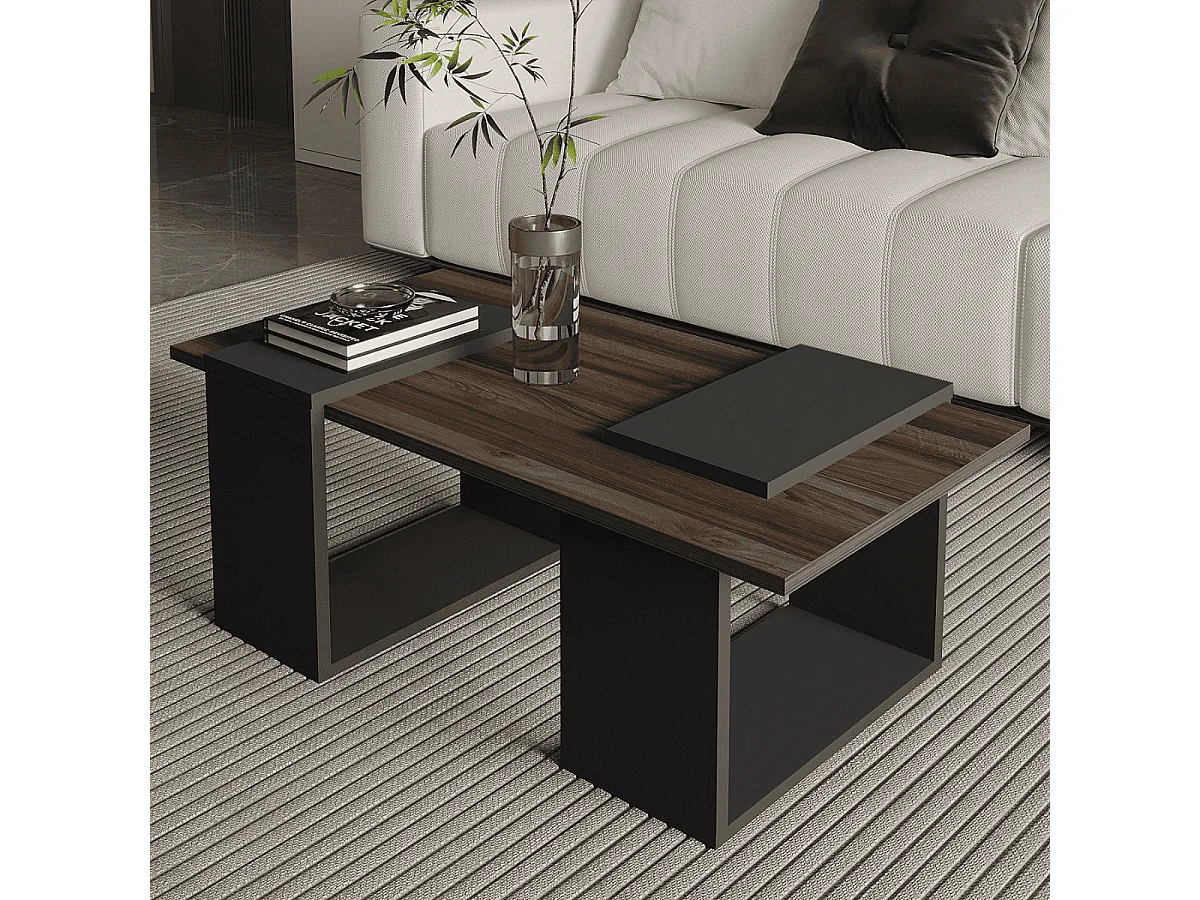Tavolino decorativo noce e grigio antracite L90 cm - ELSY