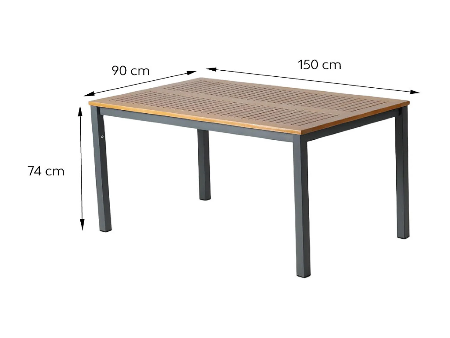 Table 6 places en bois naturel d'eucalyptus 150cm BAGO