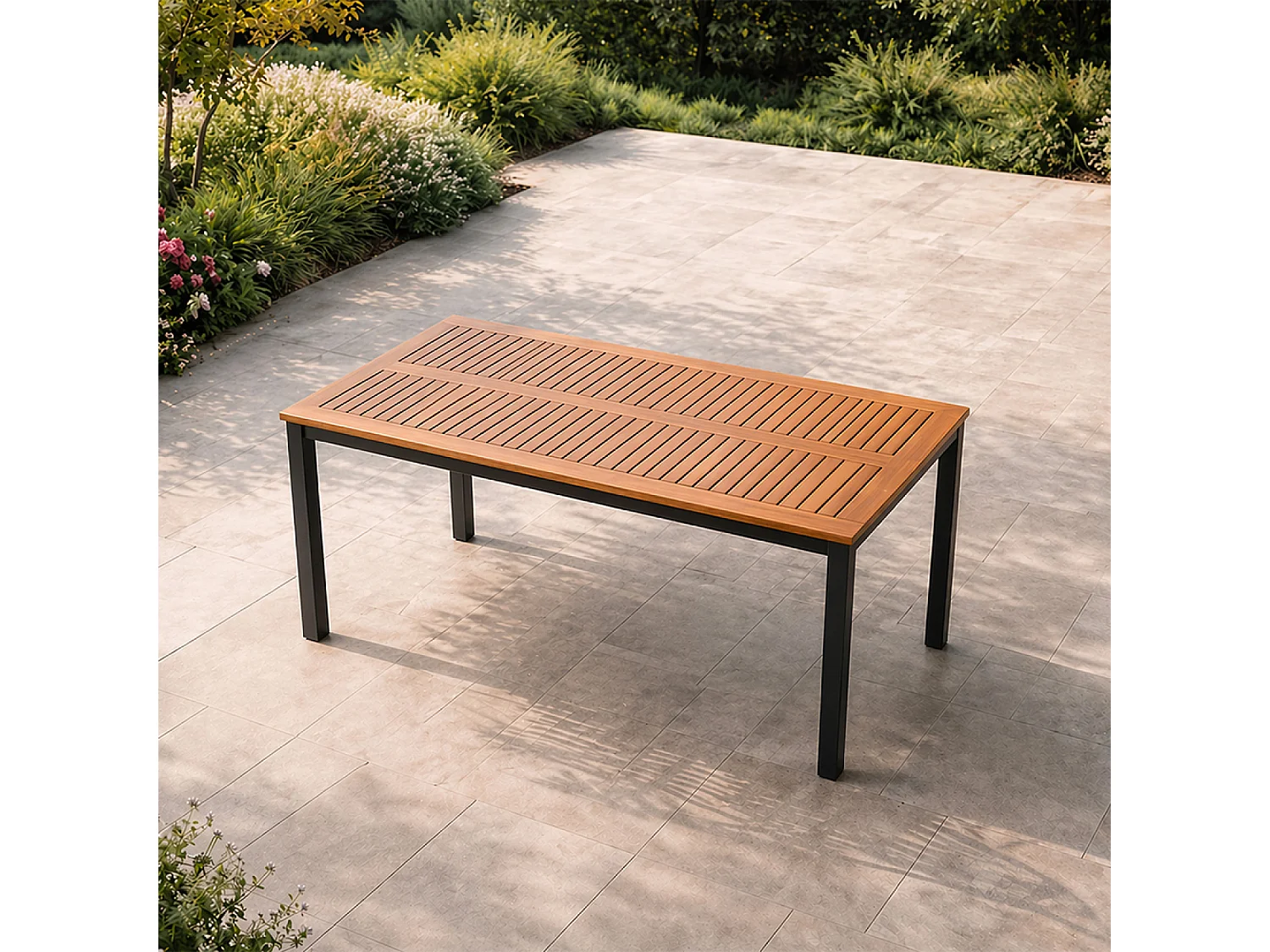 Table 6 places en bois naturel d'eucalyptus 150cm BAGO