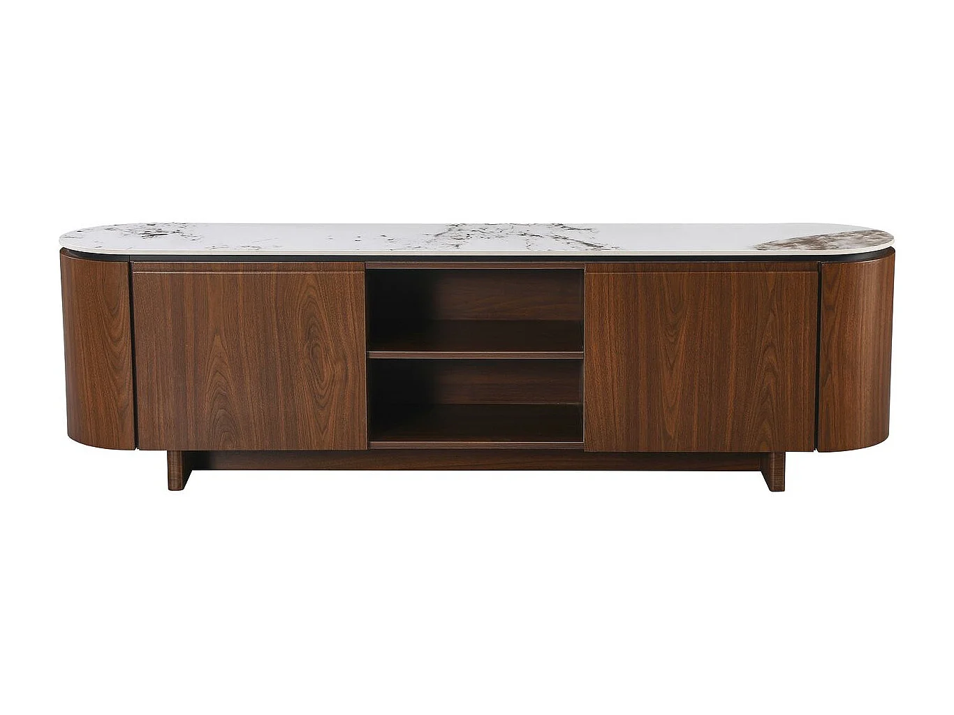 TV-Möbel aus Holz mit Keramikplatte "Stonea" - 200 x 40 x 55 cm - Braun