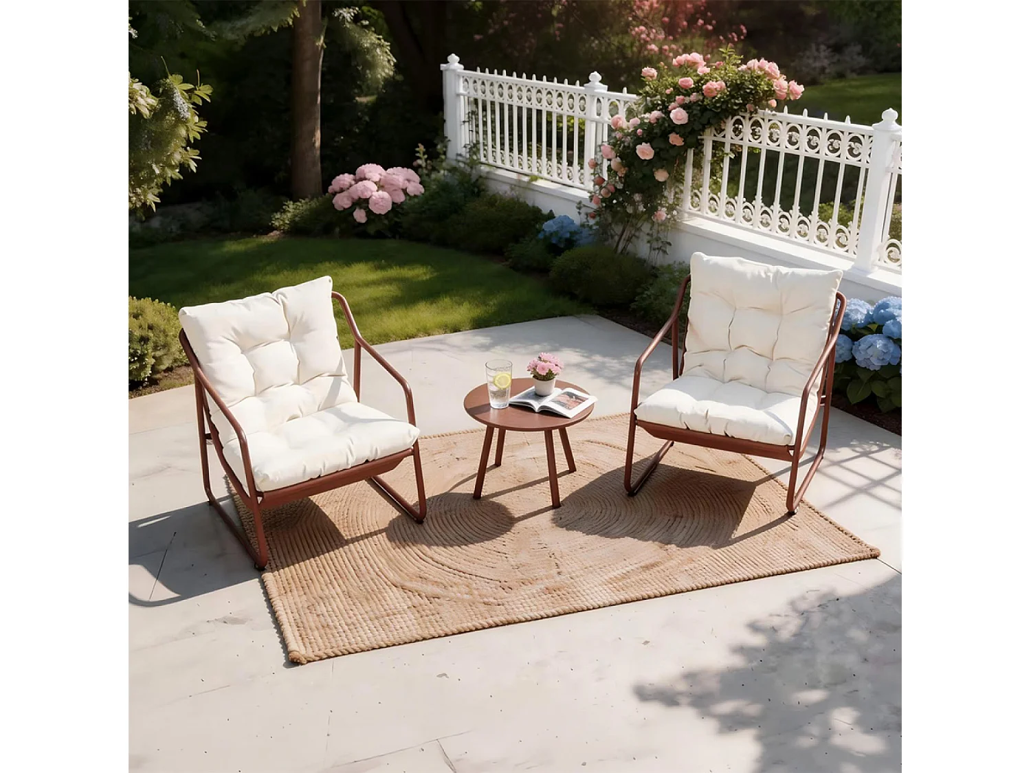 Ensemble de jardin 2 fauteuils terracotta avec table basse ATRANI