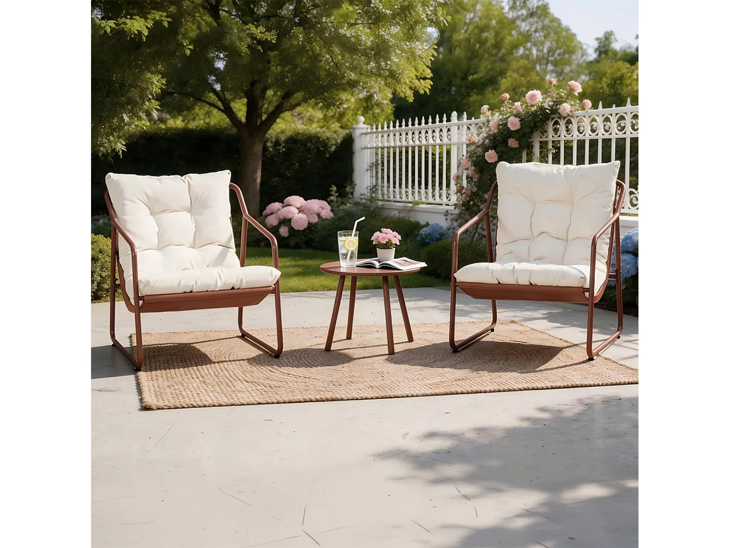 Ensemble de jardin 2 fauteuils terracotta avec table basse ATRANI