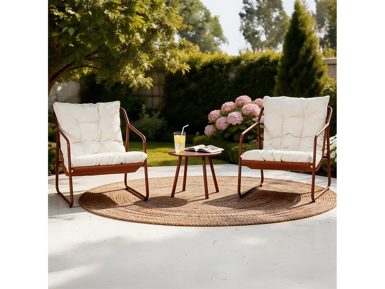Ensemble de jardin 2 fauteuils terracotta avec table basse ATRANI