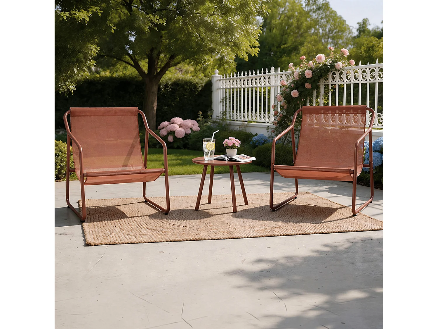 Ensemble de jardin 2 fauteuils terracotta avec table basse ATRANI