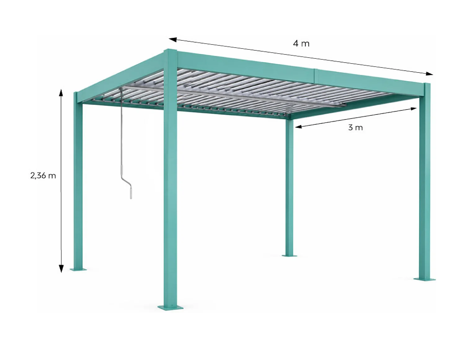 Pergola bioclimatique structure et lames orientables en aluminium vert 4x3m RHODES