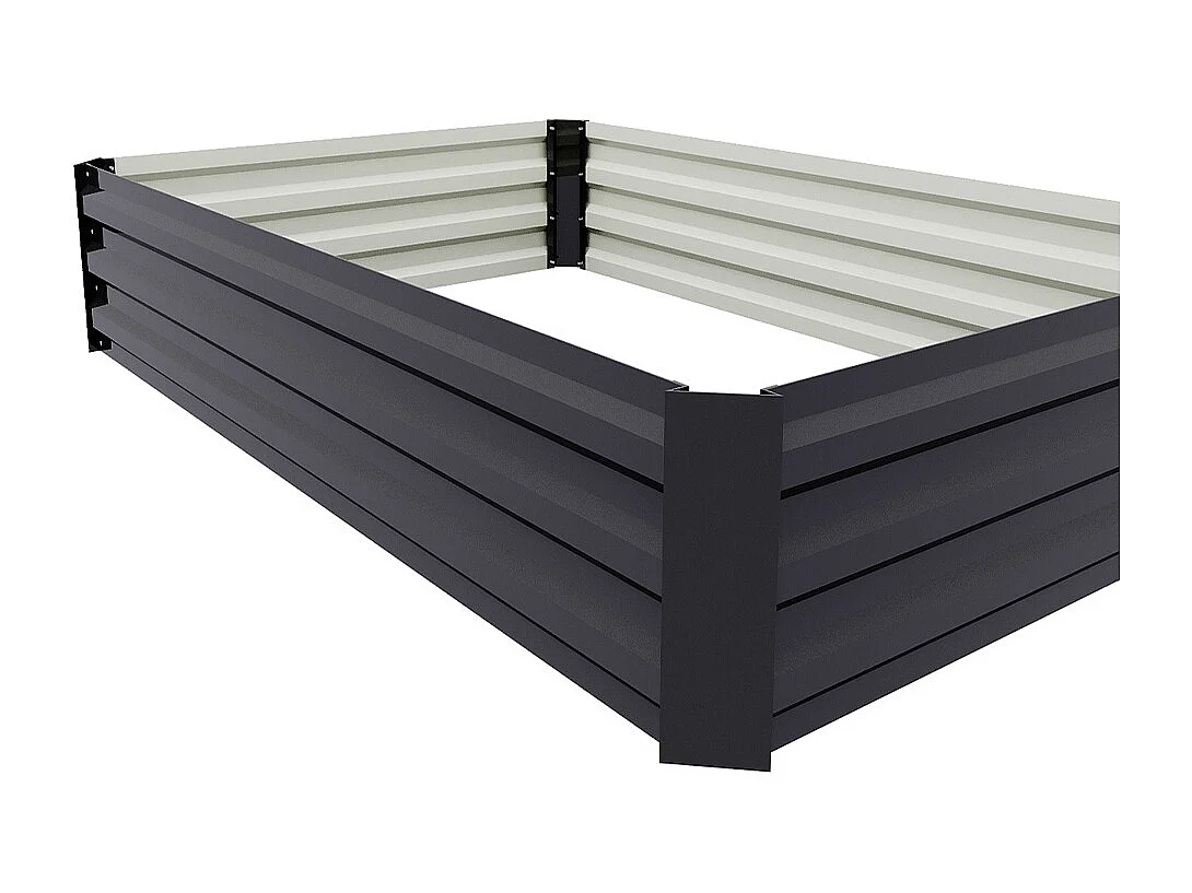 Anthracite Galvanised Steel Rectangular Raised Garden Bed - 120 x 90cm