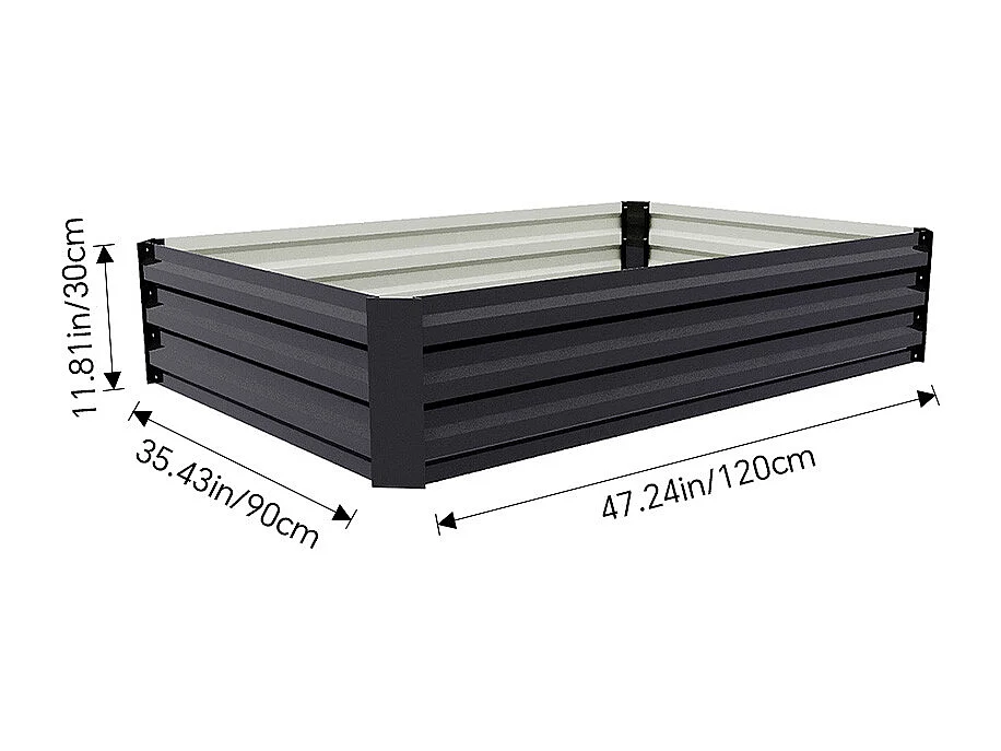 Anthracite Galvanised Steel Rectangular Raised Garden Bed - 120 x 90cm