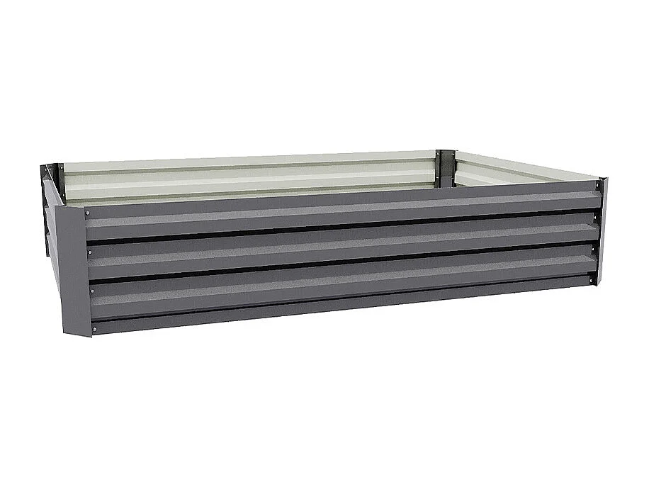Grey Galvanised Steel Rectangular Raised Garden Bed - 120 x 90cm