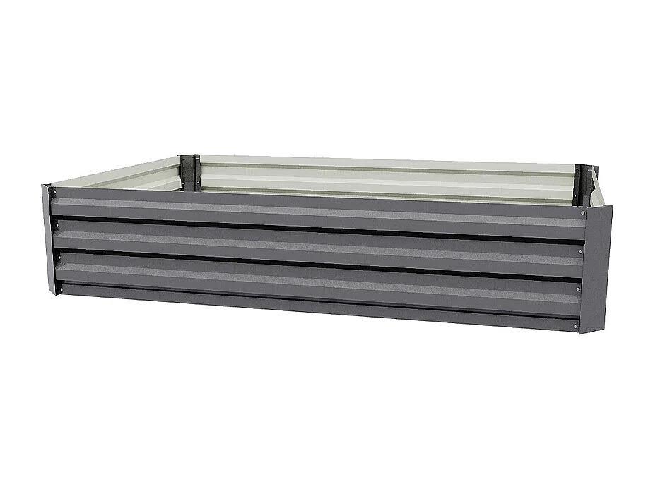 Grey Galvanised Steel Rectangular Raised Garden Bed - 120 x 90cm