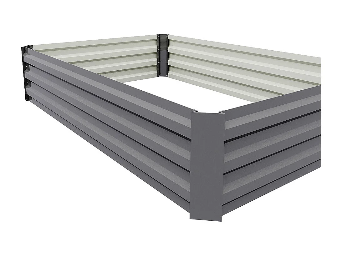 Grey Galvanised Steel Rectangular Raised Garden Bed - 120 x 90cm
